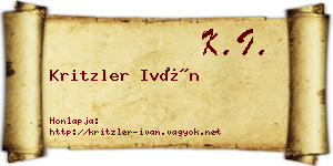 Kritzler Iván névjegykártya